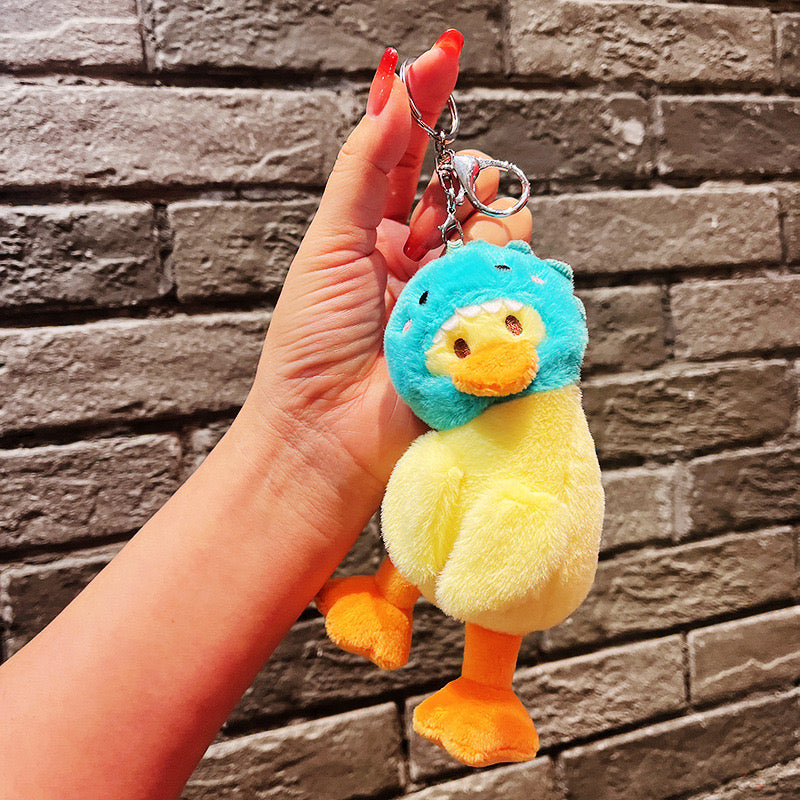 Cartoon duck plush Keychain, Cute doll pendant metal keyring