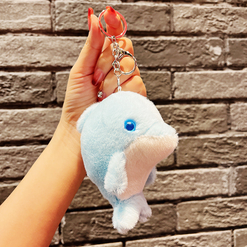 Cartoon shark plush Keychain, Cute doll pendant metal keyring