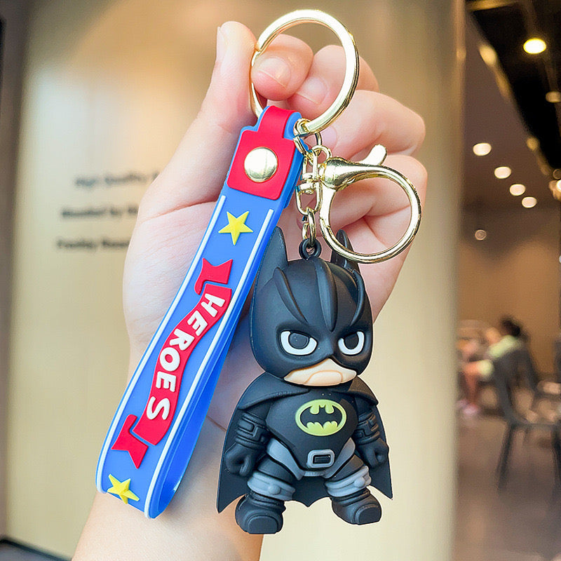 cute super hero model key chain, student backpack decoration