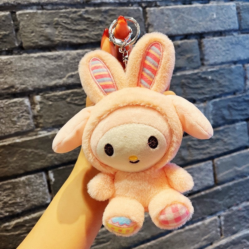 Cartoon  plush Keychain, Cute doll pendant metal keyring