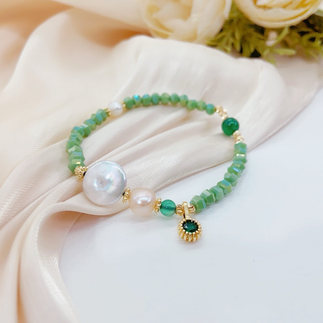 green pearl agate bracelet