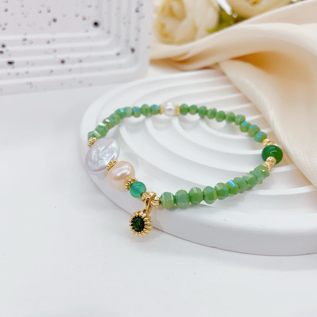 green pearl agate bracelet