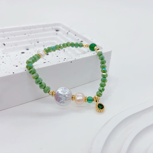 green pearl agate bracelet