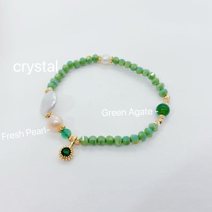 green pearl agate bracelet