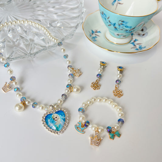 Princess ELSA Necklace earrings  bracelet Jewellery set